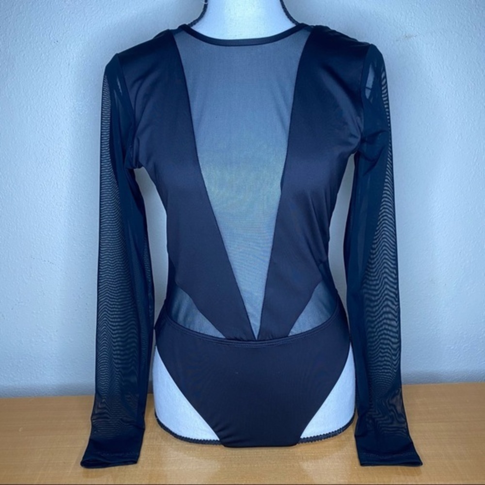 The Bikini Lab Plunging Mesh Bodysuit